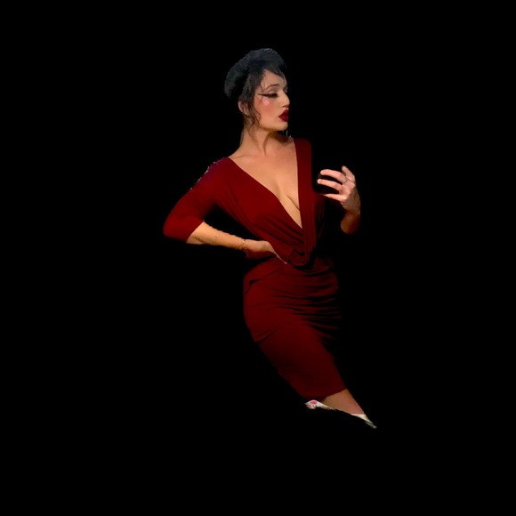 Blood red urban outfitters from slit mid length dress size M - Picture 3 of 4